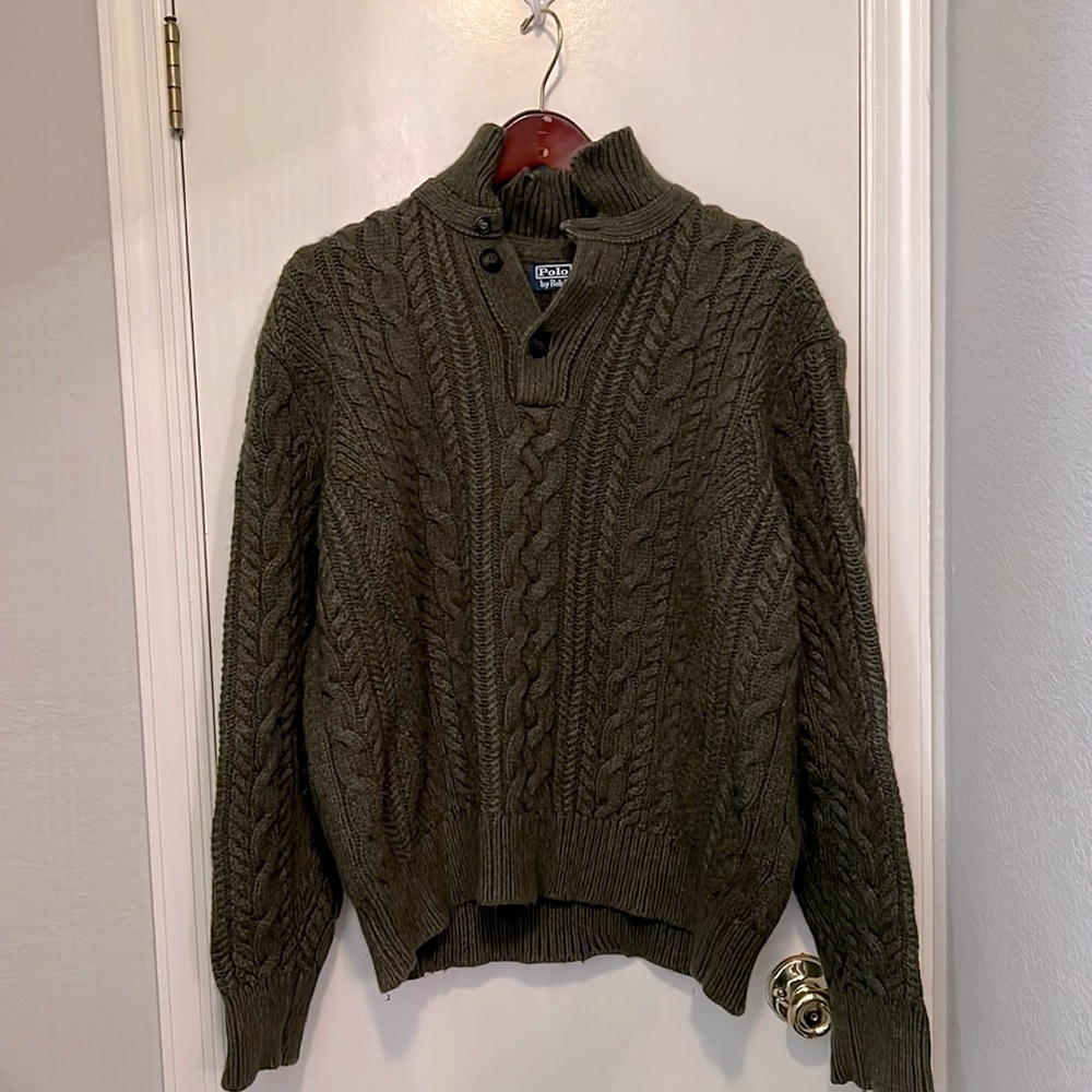 Wool and Cashmere Blend Ralph Lauren Olive Green Sweater